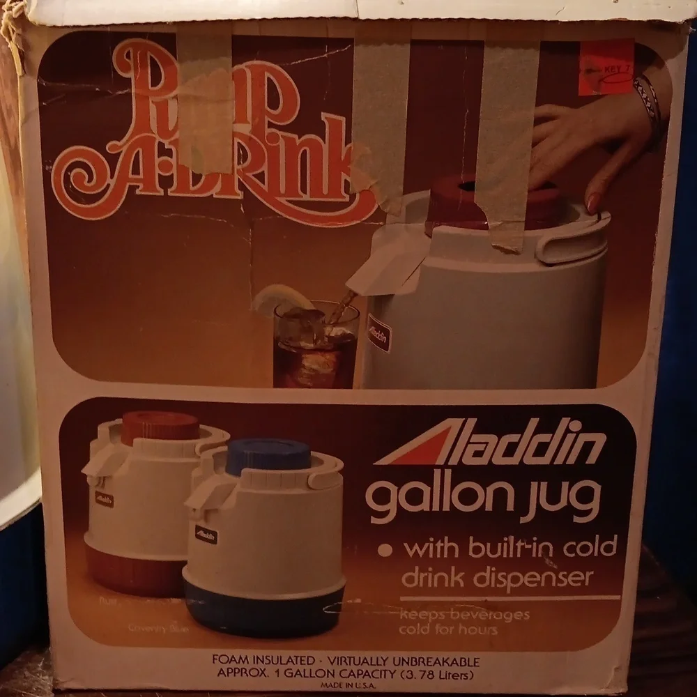 Vintage 1970s Aladdin gallon pump jug picnic beach barware